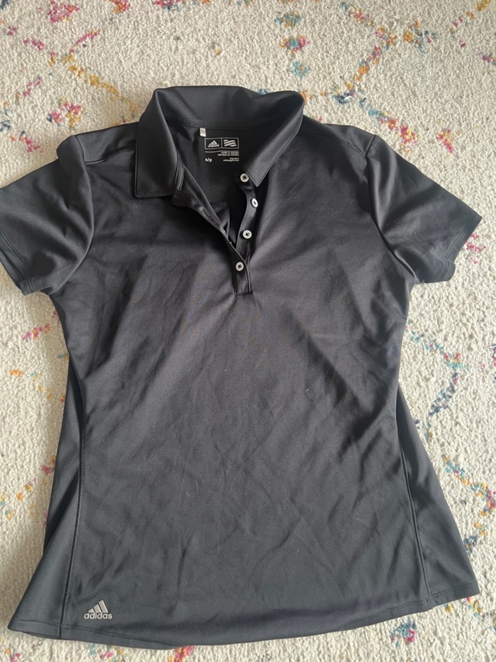 adidas Women’s Black Short-Sleeve Button Polo